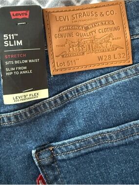 Levi's 511 Slim Stretch Blue Denim Jeans NWT 28x32